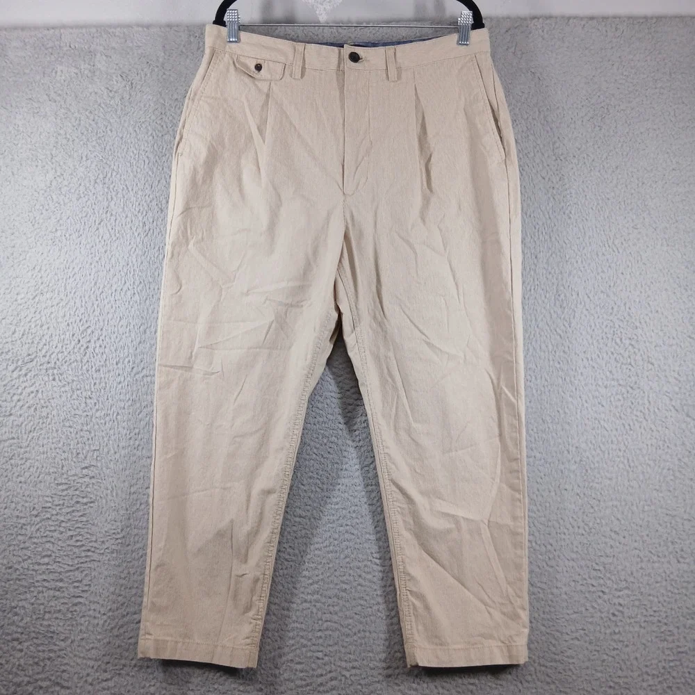 Banana‎ Republic Corduroy Tapered Pleat Pants 35x30 Tan Beige